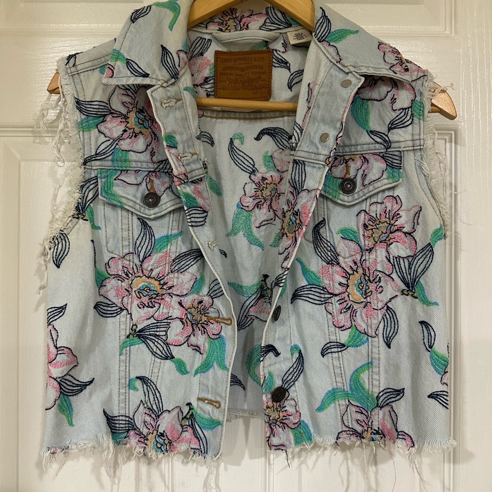 Levi's Floral Denim Vest SM